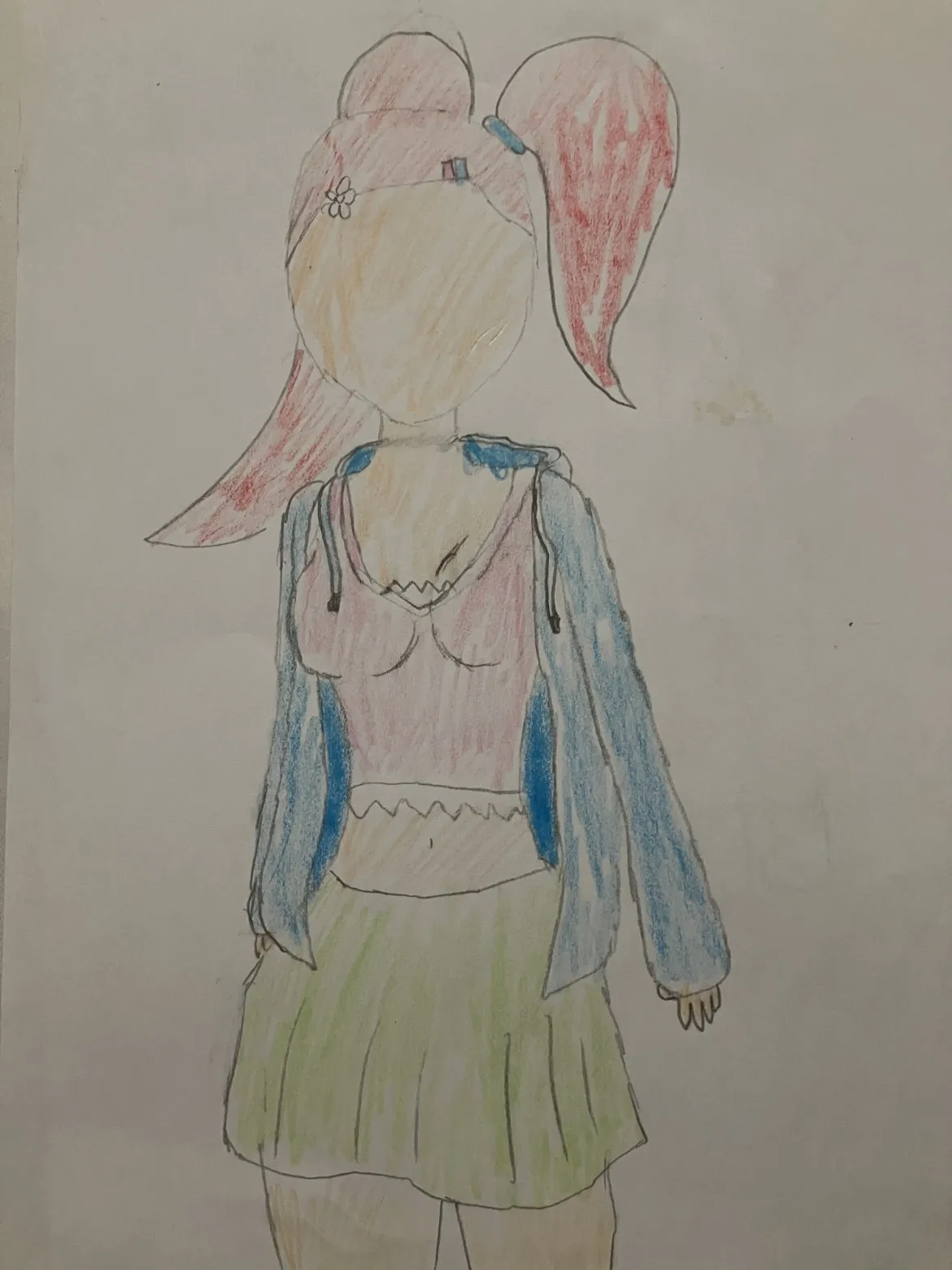 An old drawing, possibly unfinished but maybe not, of Daisy, the main character of my story, Virtual World.