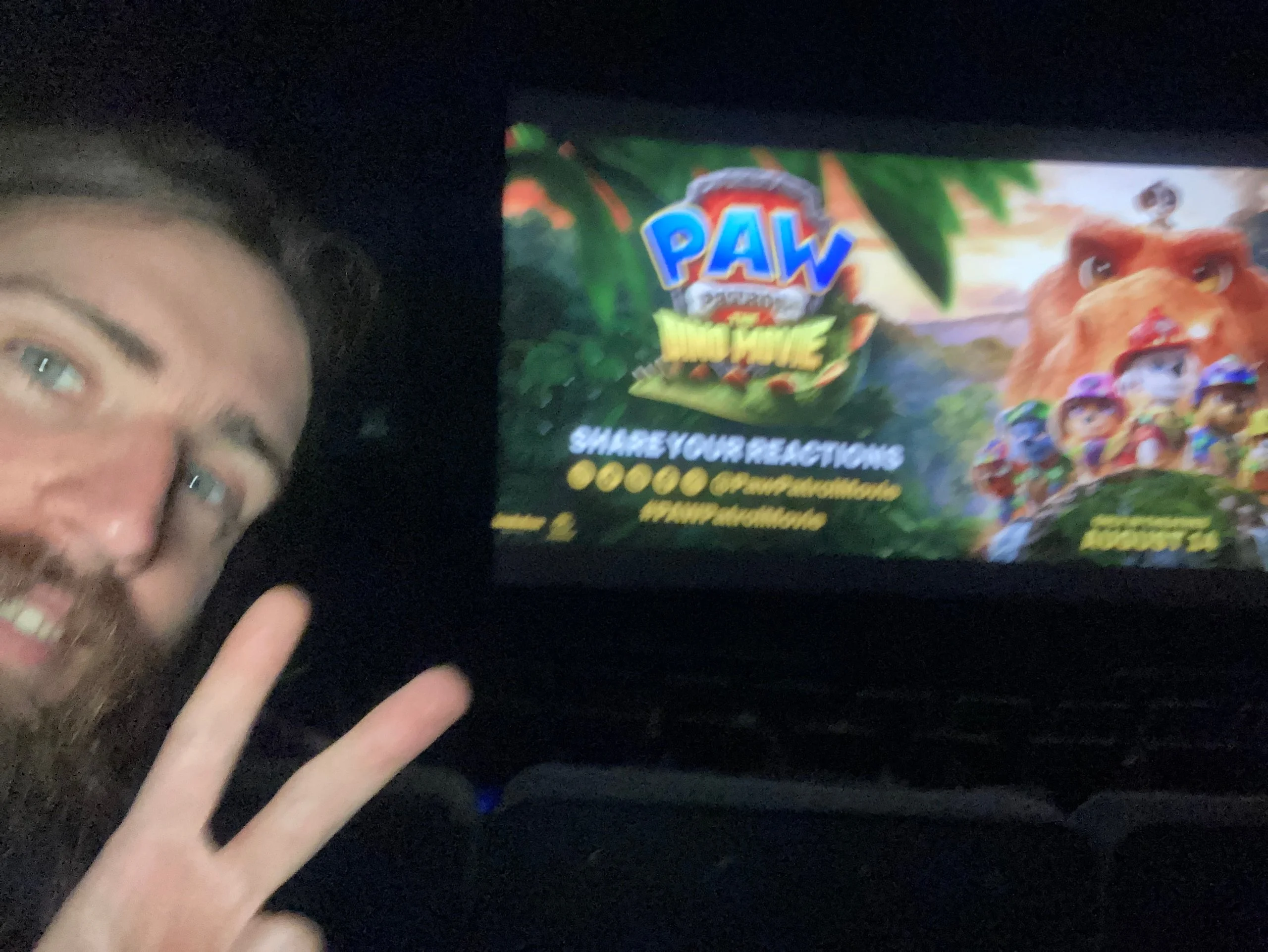 A blurry image of an excited Dan before the movie.