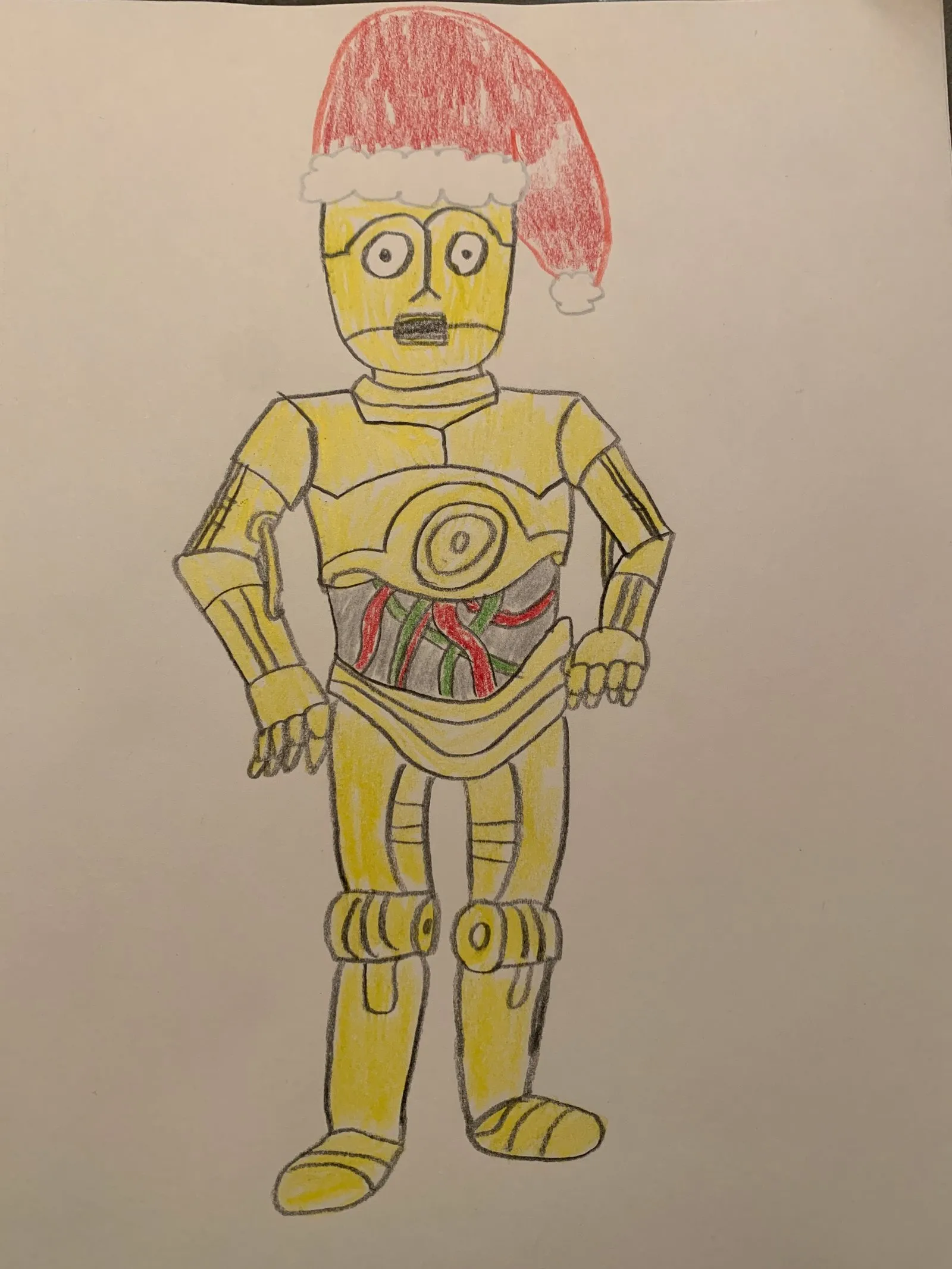 My festive doodle of C3PO in a Santa hat