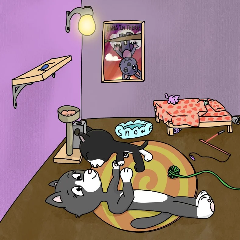 My Art fight 2024attack for DoggoneDogStudios, with Skye, Snowflake, and Raindrop (listed top to bottom)