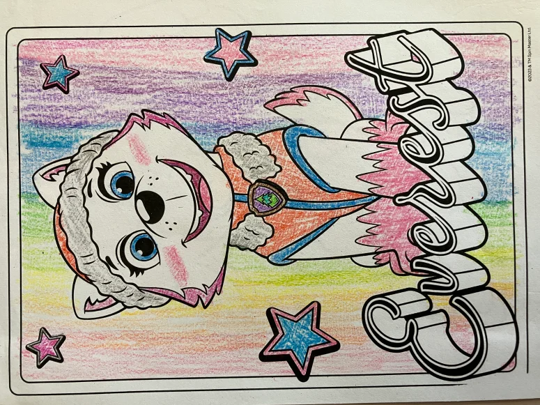 Paw Patrol coloring page, colored by yours truly