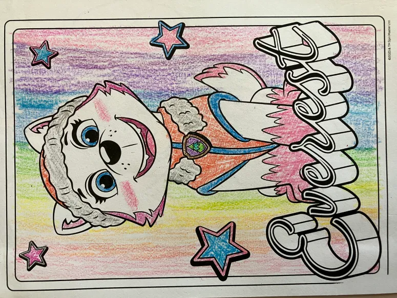 Paw Patrol coloring page, colored by yours truly