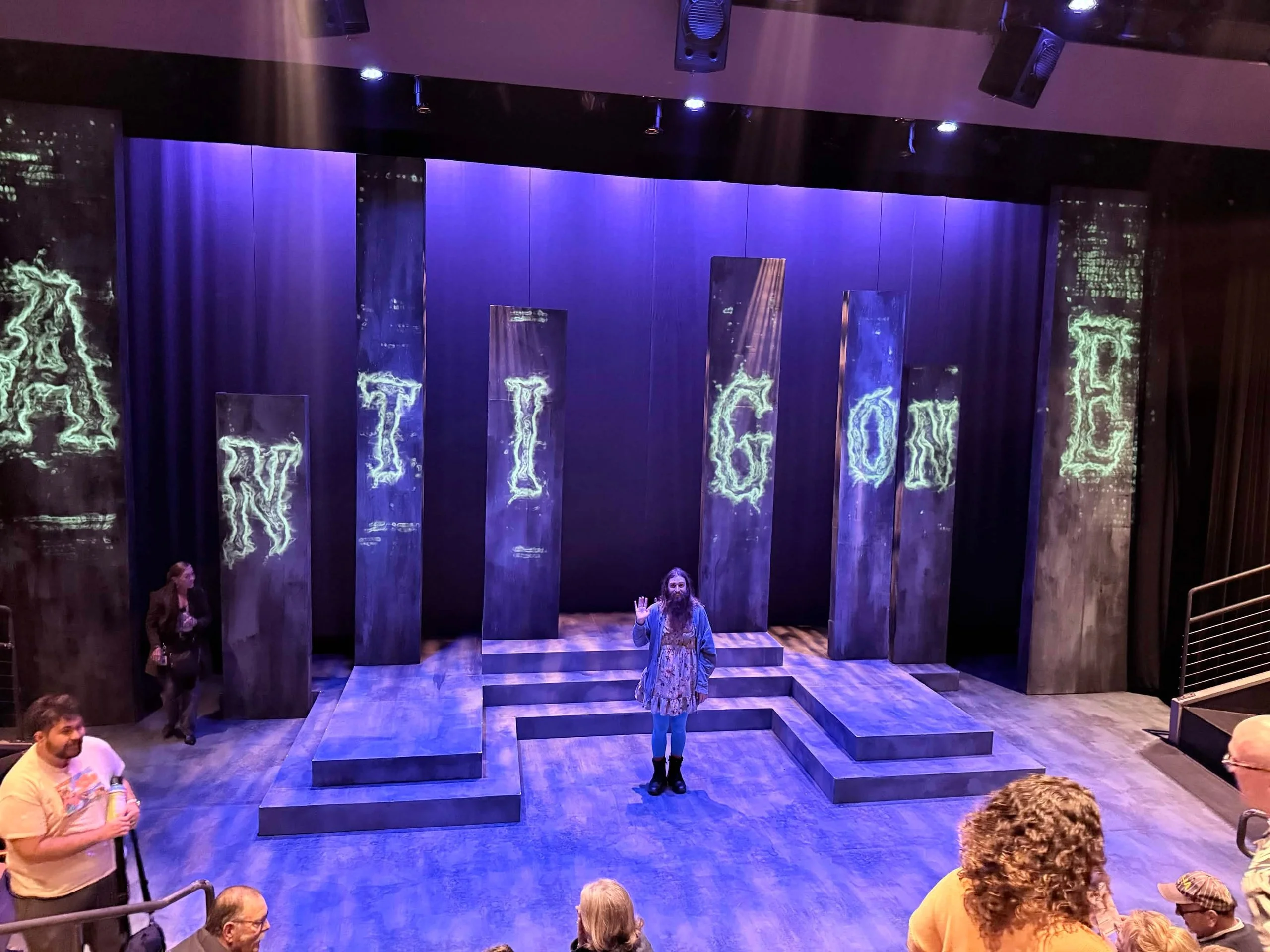 Me standing in front of the Antigone stage.