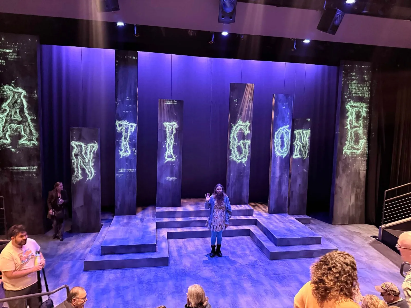 Me standing in front of the Antigone stage.