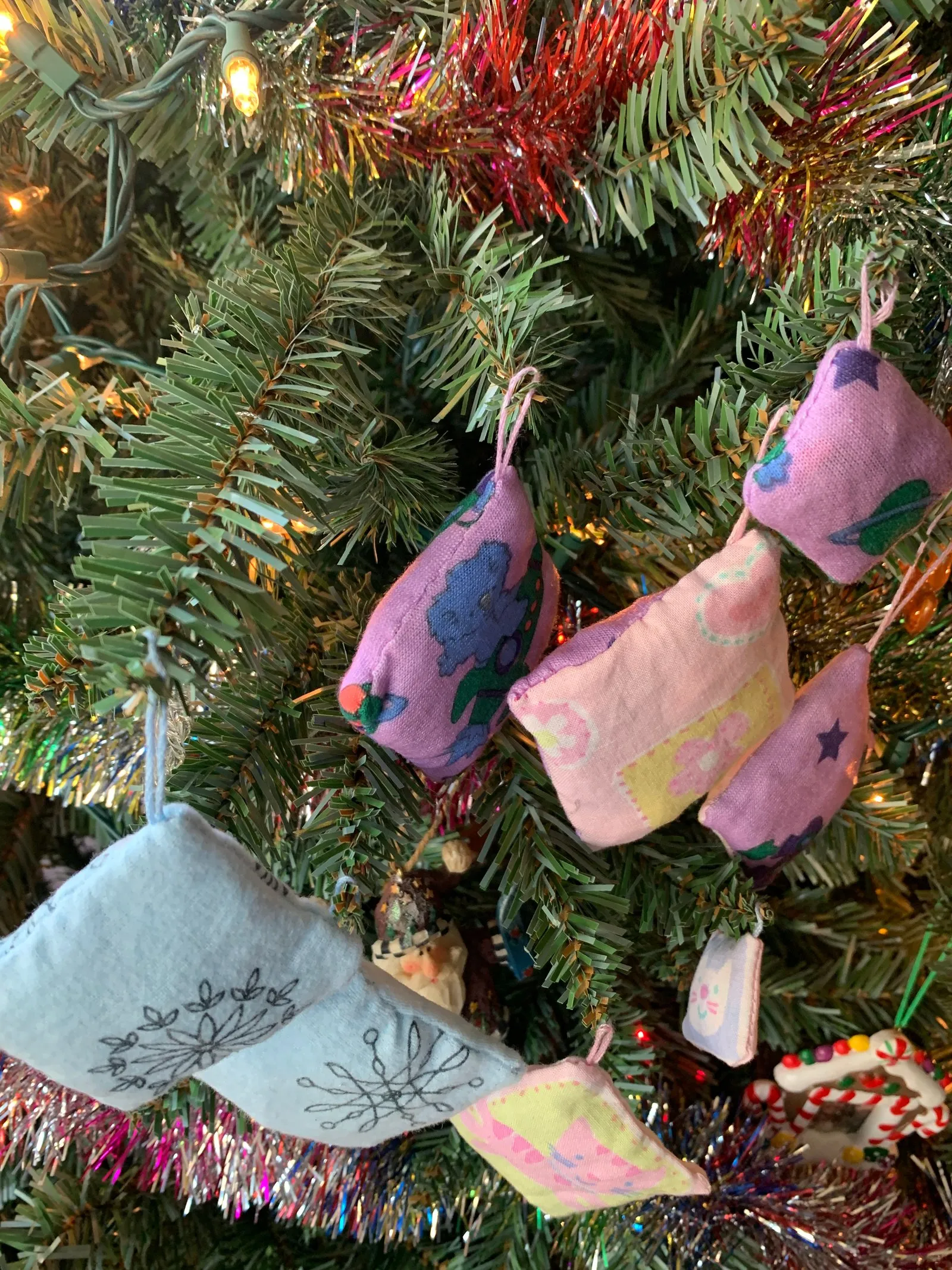 Mini pillow ornaments made as gifts for friends