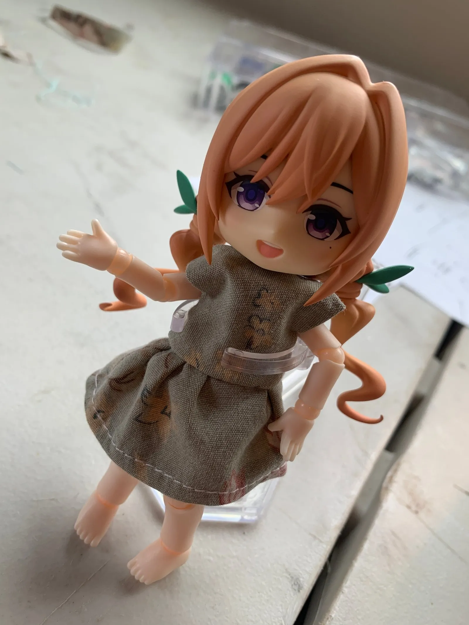 Annie, Nendoroid doll version, modeling a handmade dress.