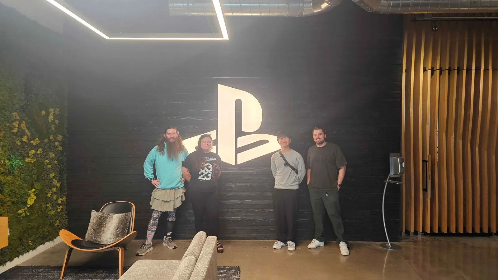 A group of students at Sony during a field trip.