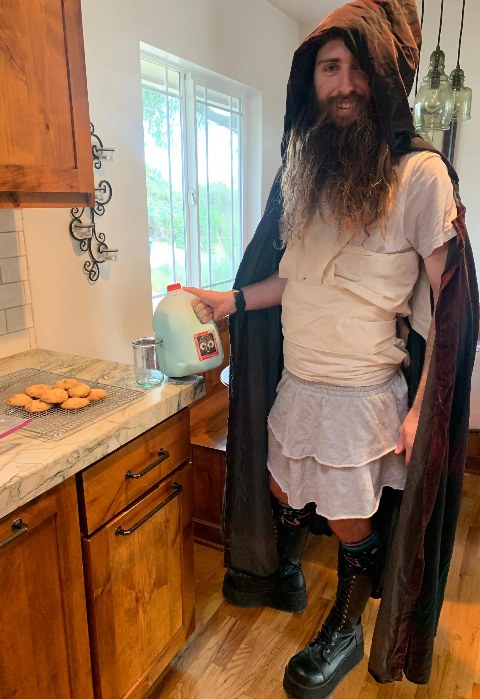 I dressed up as a Jedi and had blue milk and cookies.